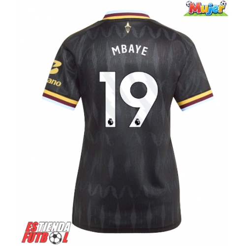 Aston Villa Ibrahim Mbaye #19 Segunda Equipación Mujer 2026-27 Manga Corta